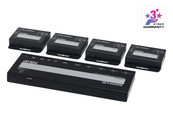 4-Port 4K HDMI Cat 6 Splitter with Receivers - 1 splitter and 4 receivers