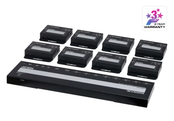 4-Port 4K HDMI Cat 6 Splitter with Receivers - 1 splitter and 8 receivers