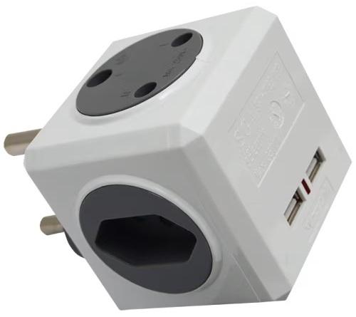 GREY MULTI SOCKET CUBE WITH USB