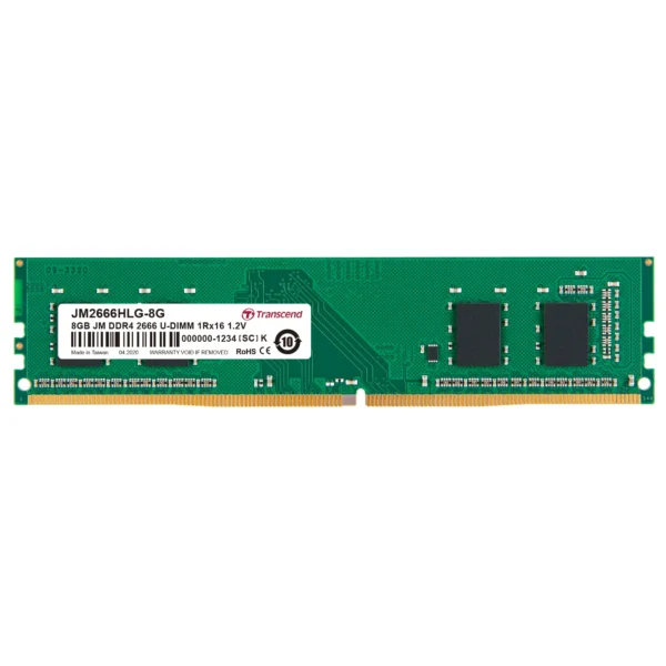 TRANSCEND 8GB DDR4 2666MHz DESKTOP U-DIMM 1RX16 1GX16 CL19 1