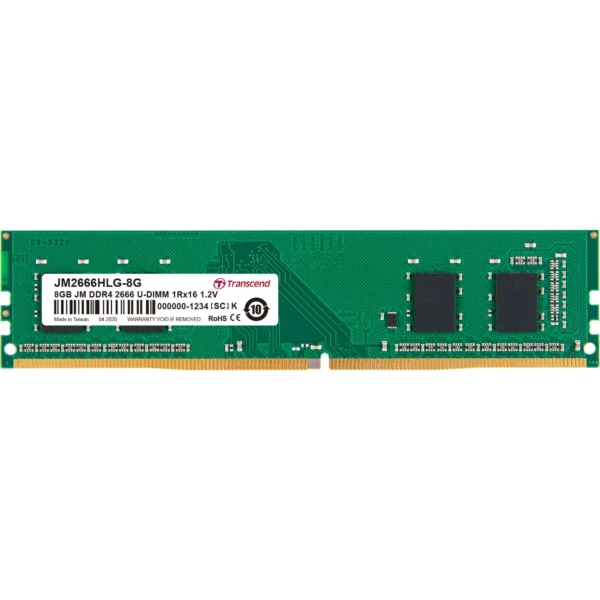 TRANSCEND 8GB DDR4 2666MHz DESKTOP U-DIMM 1RX16 1GX16 CL19 1