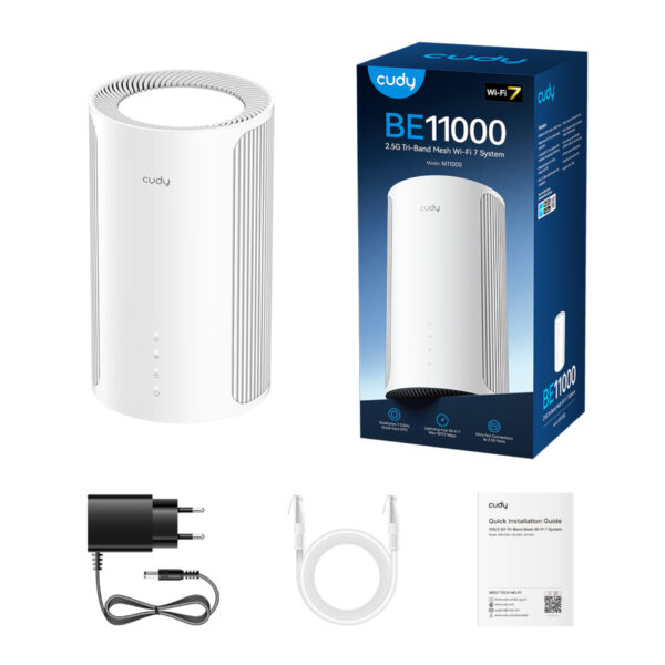 Cudy BE11000 Wi-Fi7 Tri-band Mesh Wi-Fi System (1 Pack)-Whit