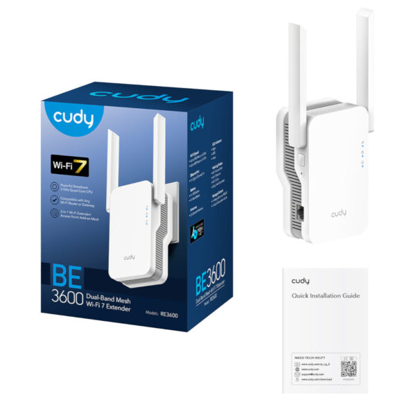 Cudy BE3600 Dual-Band Wi-Fi 7 Mesh Range Extender (Wall Plug