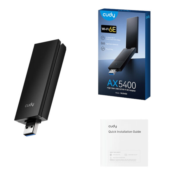 Cudy AX5400 Wi-Fi 6E USB 3.0 Tri-Band High-Gain Adapter-Blac