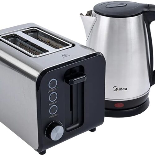 Midea Deluxe Stainless Kettle and 2 Slice Toaster Breakfast