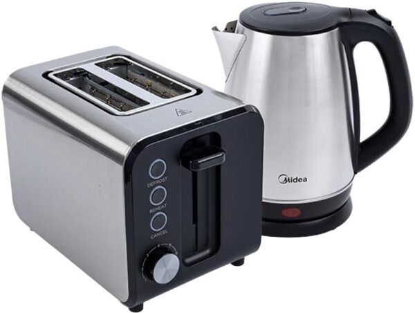 Midea Deluxe Stainless Kettle and 2 Slice Toaster Breakfast
