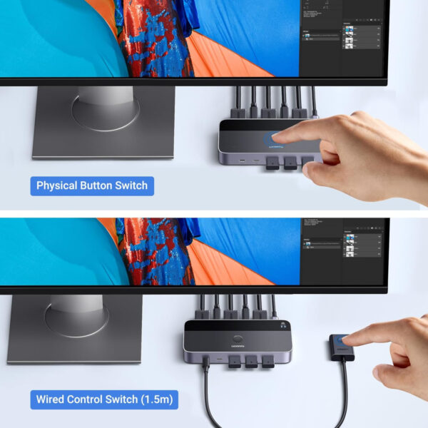 CM664-15707_UGREEN-4K@60Hz-HDMI-KVM-Switch-2-In-1-Out_wr_05.jpeg UGREEN 4K@60Hz HDMI KVM Switch (2 In 1 Out)-Grey