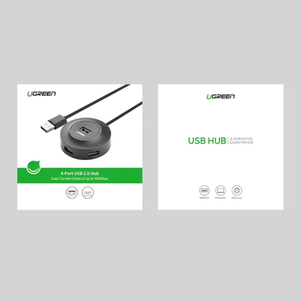 CR106-20277-5 UGREEN 4-IN 1 USB 2.0 Hub (20777) - Black