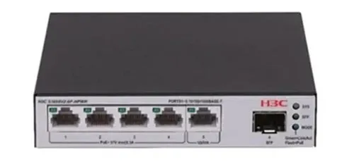 H3C S1600V2-6P-HPWR L2 Ethernet Switch with 5x 10/100/1000 BASE-T Ports (4x PoE+ Ports) and 1x 1G SFP Port