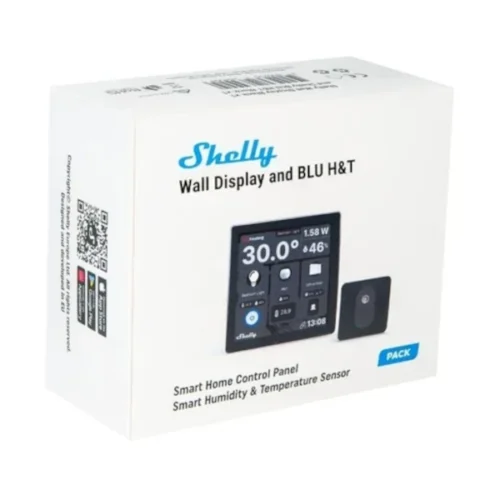 Shelly Wall Display Control Panel with Blu Humidity and Temperature Sensor Black