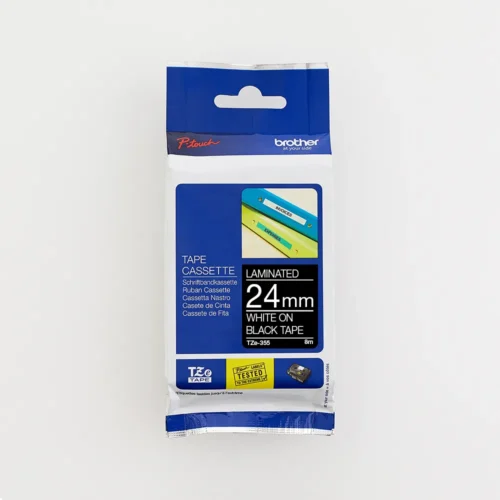 TZ355 Brother 24MM White on Black Laminated tape