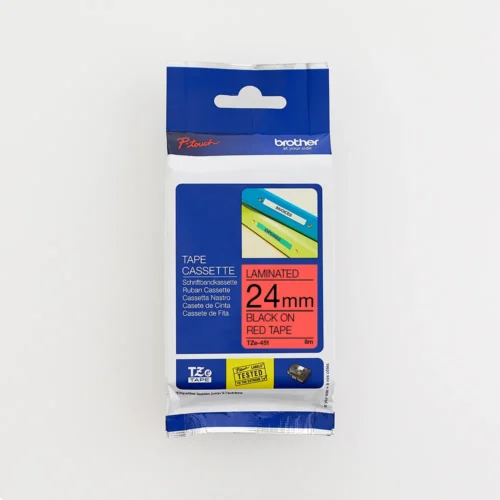 TZ451 Brother 24MM Black on Red Laminated tape
