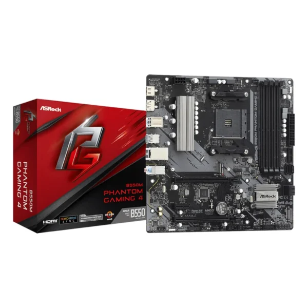 ASRock B550 Phantom Gaming 4 AM4 M-ATX Motherboard ASRock B550 Phantom Gaming 4 AM4 M-ATX Motherboard - B550M PHANTOM GAMING 4