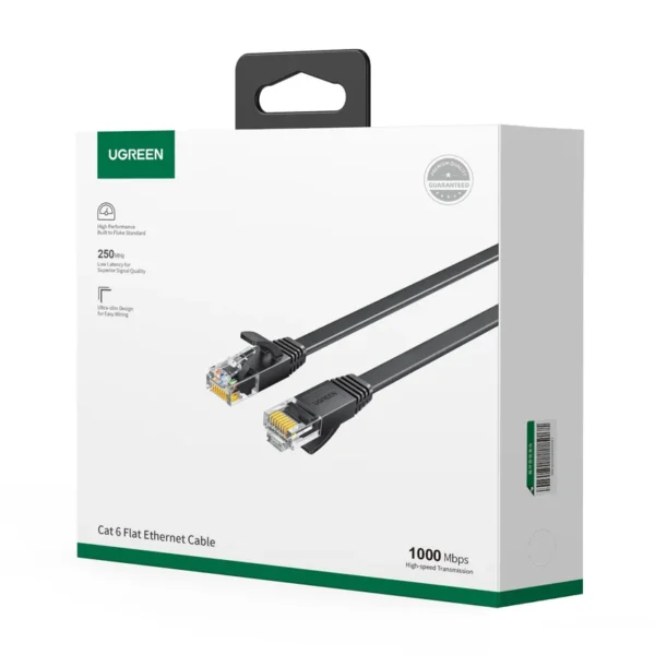 UGREEN NW102 Cat6 U/UTP Flat Ethernet Cable 0.5m - Black
