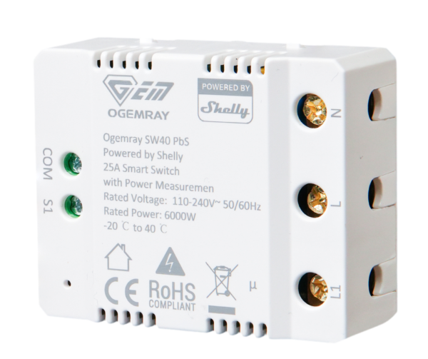 OGEMRAY20SMART20RELAY2025A-1.png Smart Relay Powered by Shelly, Designed for Precise Control of Large Appliances up to 25A / 6000W