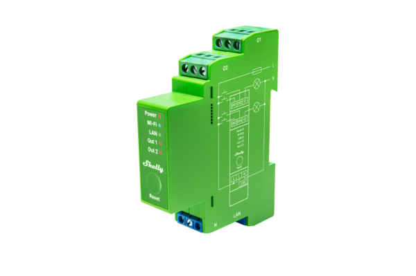 Shelly Pro Dimmer 2PM Professional Two-Channel DIN-Rail Mountable Dimmer With Power Monitoring