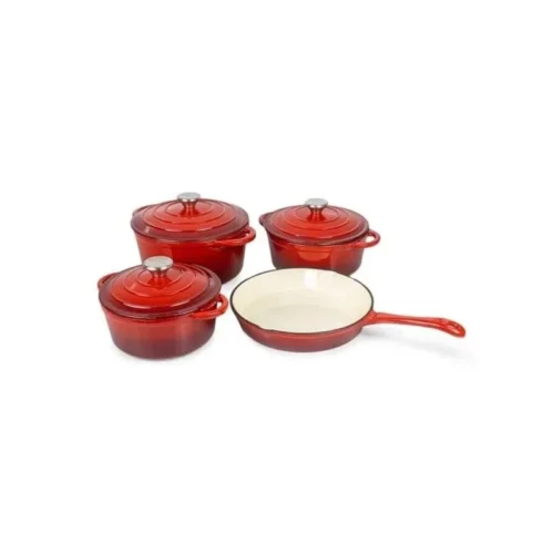 TH184-RED-1.webp Totally 7 Piece Red Cast iron Cookware Set