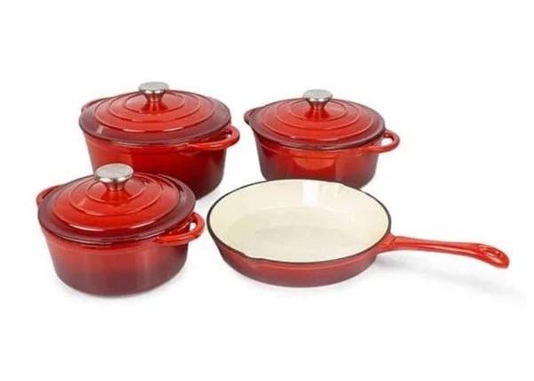 big_TH184-RED-2.jpg Totally 7 Piece Red Cast iron Cookware Set