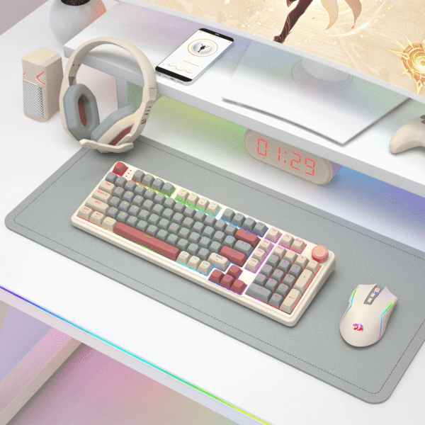 Redragon EISA 100 Retro RGB Wireless Mechanical Keyboard - Cream/Grey